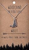 Shag Wear Women's God Bless America Woodland Nature Inspirational Real Pewter Necklace Howling Wolf