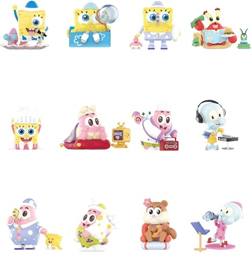 Miniatura 7 de POP MART Pijama Bob Esponja Serie de 1 pieza Caja de figura de acción exclusiva de juguete a granel popular juguete de arte coleccionable figura