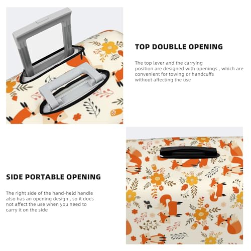 Flower Fox Print Luggage Covers For Suitcase,Elastic Washable & Stretchable Suitcase Covers For Luggage, Anti-Scratch - Fits 18-32 Inch Luggage-No Luggage Included3