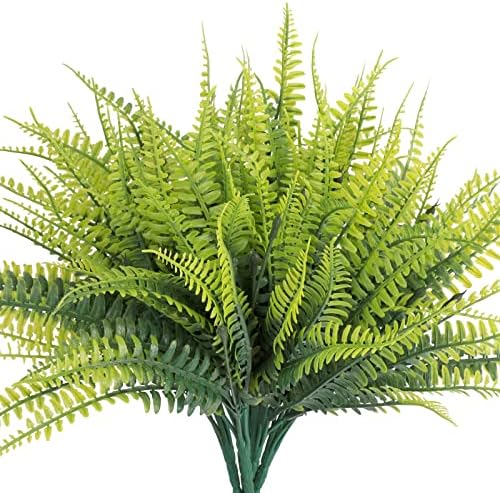 6 Pcs Artificial Boston Fern Artificial Persian Grass Artificial Plant Green Leaf Shrub Artificial Grass Artificial Grass Outdoor Anti-Ultraviolet Plastic Plant for Indoor and Outdoor Home Garden