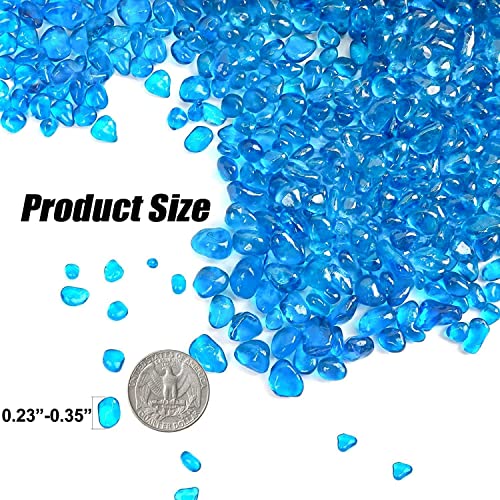 Image of Keedolla 2 lbs /900g Fish Tank Rocks Beads Aquarium, Clear Glass Pebbles Stones Gravel for Vases Fillers, Garden, Aquarium, Betta Fish Turtle Tank, Succulent Plants Decor - Sea Blue