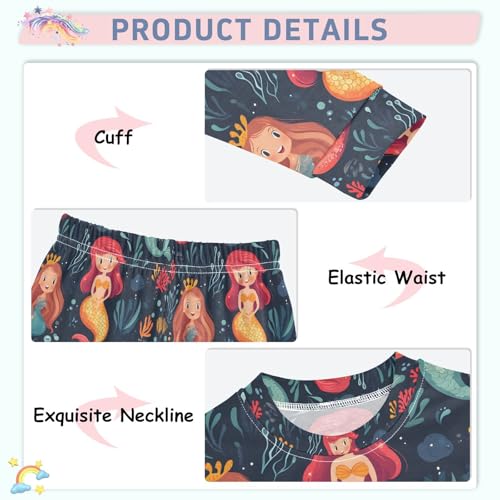 ALAZA Coral Reef Fish Mermaid Pajamas Long Sleeve Sleepwear 2-Piece Pajama Set4