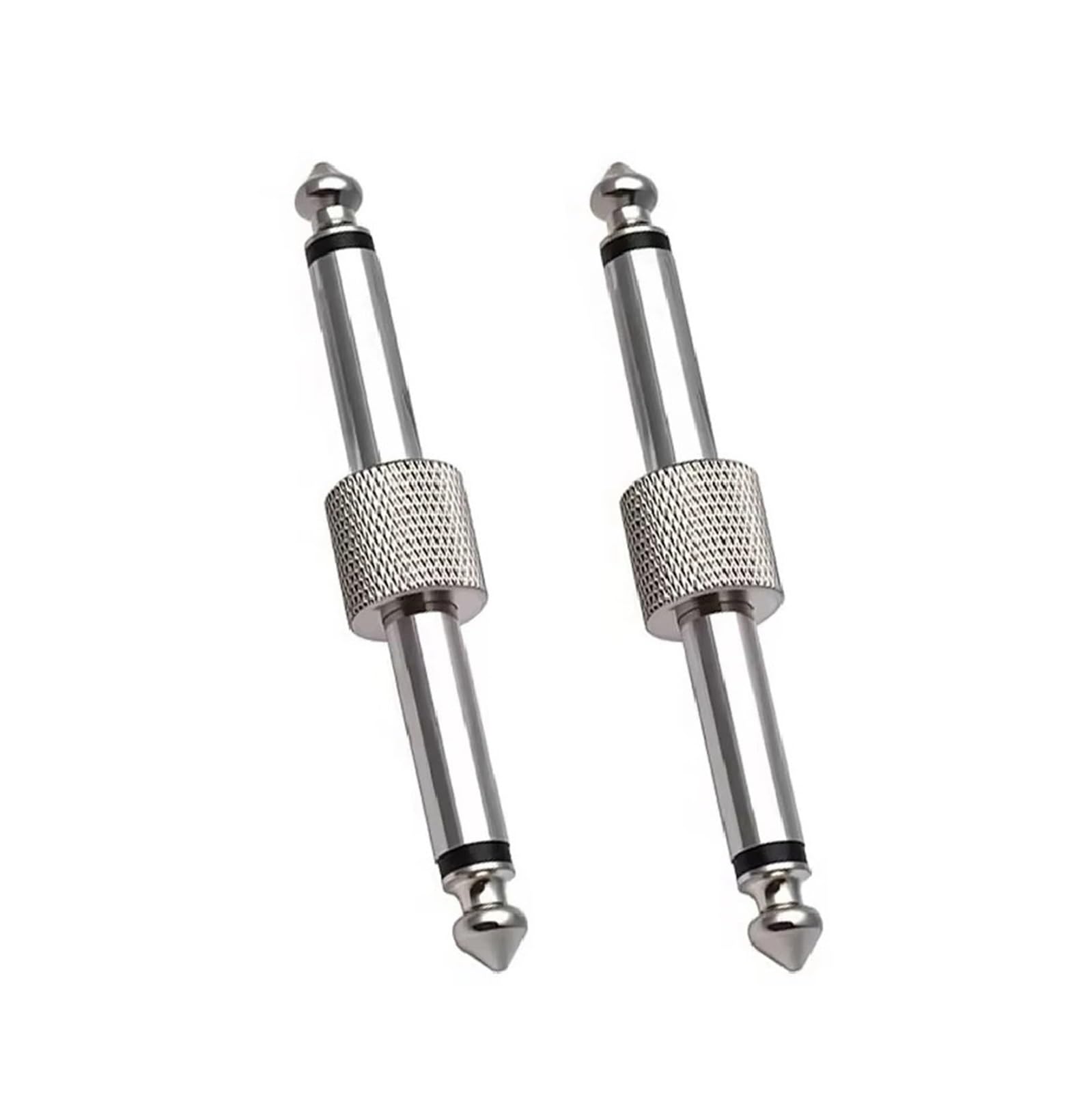 Effektpedal-Anschluss, versilberter Gitarrenstecker, 6,35 mm (1/4 Zoll), Stecker auf Stecker, gerader Typ(2PCS)