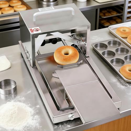 Separador De Panecillos Comercial, Rebanador De Pan, Corte Uniforme con 4 Grosores Ajustables, Apto para Bagels De hasta 2" De Grosor Y 4,5" De Diámetro.