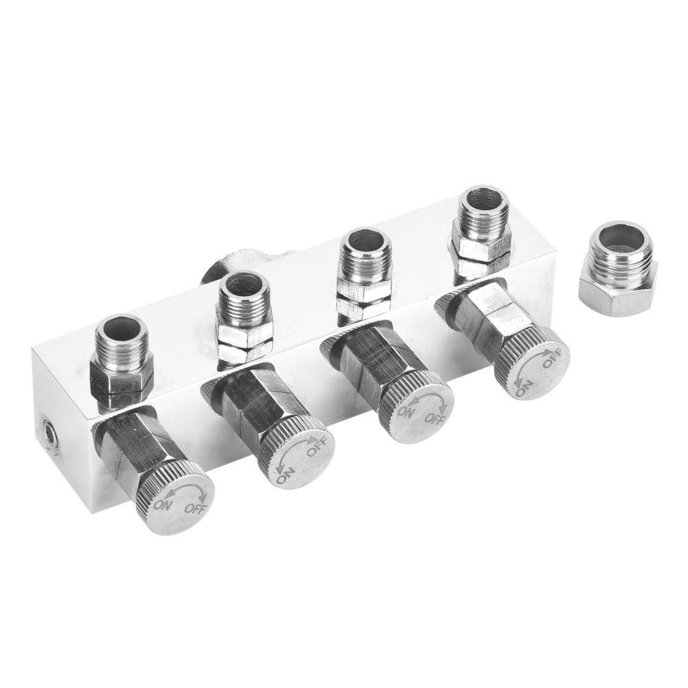 Heepdd As Shown Airbrush Air Hose Splitter, Adjustable Aluminum Air Hose Splitter With Regulated Metering Manifold Airbrush Adapter Fitting Accessories For Professional Artists