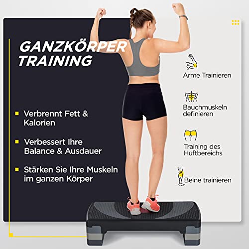 Yaheetech Steppbrett Fitness Aerobic Stepper Höhenverstellbar Step Bench mit 3 Stufen (10/15/20 cm) Rutschfestes Trainingsgerät für Büro und Zuhause – Bild 6