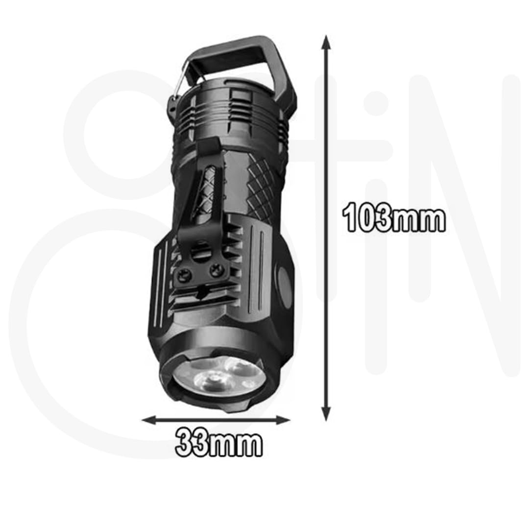Ostin Three-Eyed Mini Flash Super Power Flashlight, Rechargeable Mini Torch Flashlights for Night Working, Running, Camping, Hikking 1
