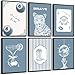 6Pcs Blue Preppy Canvas Wall Art Trendy Y2K Coquette Room Posters Print Artwork Funky Lucky 8 Ball Bow Boot Cheetah Painting Pictures Wall Decor for Girls Dorm Bedroom Home Decoration 8x10in Unframed