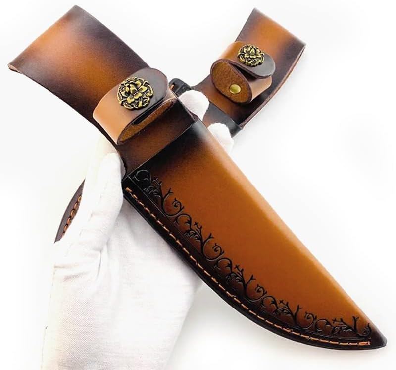 1PC Knife Sheath for Belt, Cowhide Leather Protective Cover with Snap Closure Fits for Home, Kitchen, Outdoor