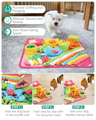 ORIA Snuffle Mat for Dogs, Pet Treats Feeding Mat, Interactive Foraging Mat for Boredom, Mental Stimulation, Encourages Natural Foraging Skills, Slow Eating, 15.4 x 15.4 in - Thumbnail 4