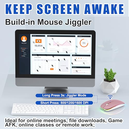 Image of LED Wireless Mouse for MacBook & iPad, Bluetooth 5.2 /2.4G, USB-C Rechargeable Silent Click, 800 /1200 /1600 DPI, 2-Device Switch, Slim Portable - USB-A /C (LED Wireless Mouse, Rose Gold)