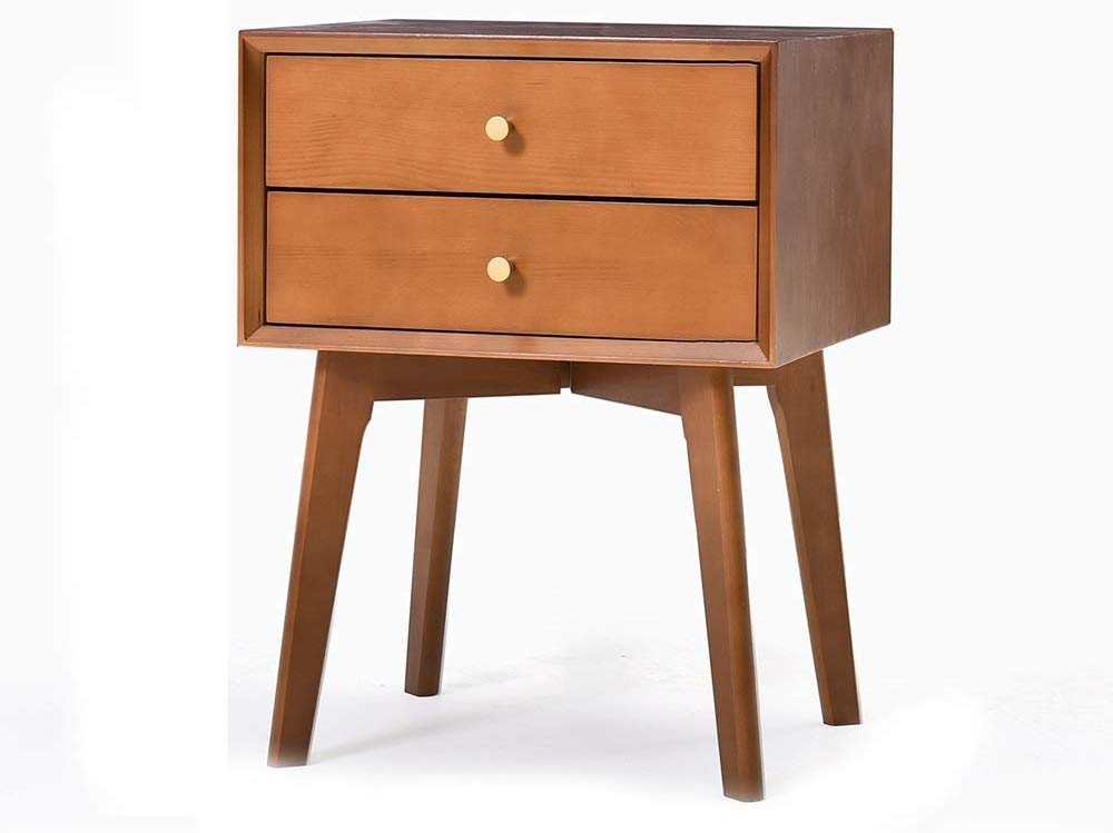 DJJY Double Layer Large Capacity Lockers, Small Bedroom Wooden Bedside Table, Nordic Retro Bedside Table, Suitable for Living Room Bedroom Study