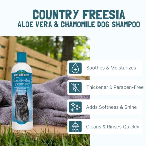 Image of Bio-Groom Country Freesia Dog Shampoo - Natural Scent Pet Shampoo, Aloe Vera, Chamomile, Cat & Dog Bathing Supplies, Puppy Wash, Cruelty-Free, Made in USA, Quick Rinse Cat Shampoo - 12 fl oz 1-Pack | Pet Shampoo, Aloe Vera, Chamomile, Cat & Dog Bathing Supplies, Puppy Wash, Cruelty-Free, Made in USA, Quick Rinse