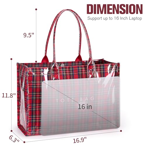 Image of KALIDI PVC Tote Bag Women's Kraft Paper Work Handbags Purses with Top Handle