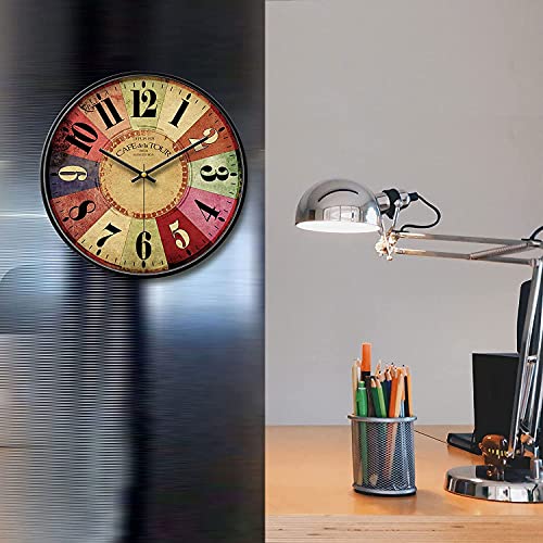 Image of TEKCOOL Wall Clock 12 inch Silent Quartz Decorative Wall Clock Non-Ticking Classic Digital Clock Battery Operated Round Easy to Read Handheld Complete Home /Kitchen /Bedroom(432);
