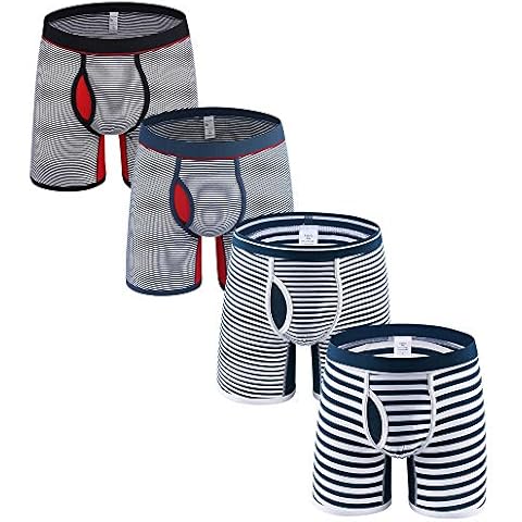 DODOMIAN Men's Long Leg Boxer Shorts No Ride Up Cotton Trunks Sports Underpants Underwear Cover