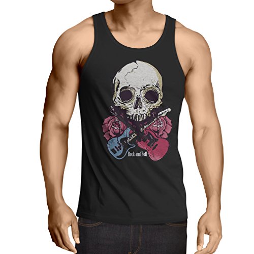 lepni.me Camisetas de Tirantes para Hombre Guitarras, Calavera, Rosas - Amantes del...