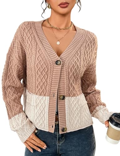 BB&KK Womens Cropped Cardigan Sweaters Color Block...
