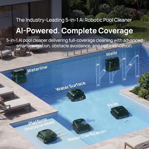 Image of Beatbot AquaSense 2 Pro Robotic Pool Cleaner, Unmatched 5-in-1 Cleaning, Surface Parking, Skimmer with APP Control, Water Clarification, for Pools up to 3,875 Sq.ft - Dark Green