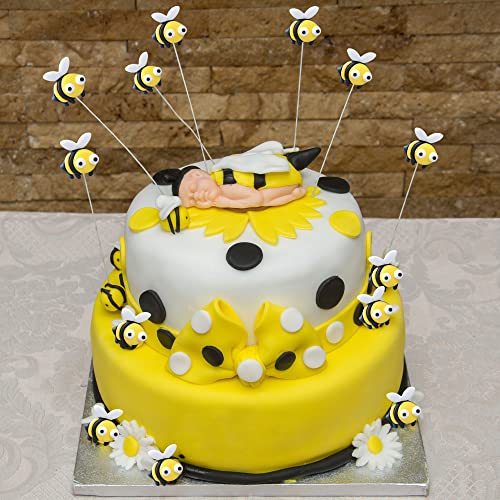 24Pcs Bumble Bee Cupcake Toppers Little Figurine Bee Cupcake Picks Oh Babee Cake Decorations For Bee Theme Baby Shower Kids Boys Girls Birthday Party Decoration Supplies #TOP5