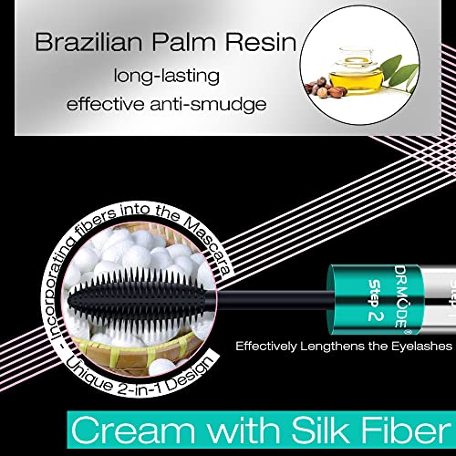 3. Bild von Mascara Wasserfest Schwarz – DRMODE Mas cara Cream Wimperntusche mit Silk Fiber, False Lash Look in one Wasserfest Langanhaltende Wimperntusche Schwarz