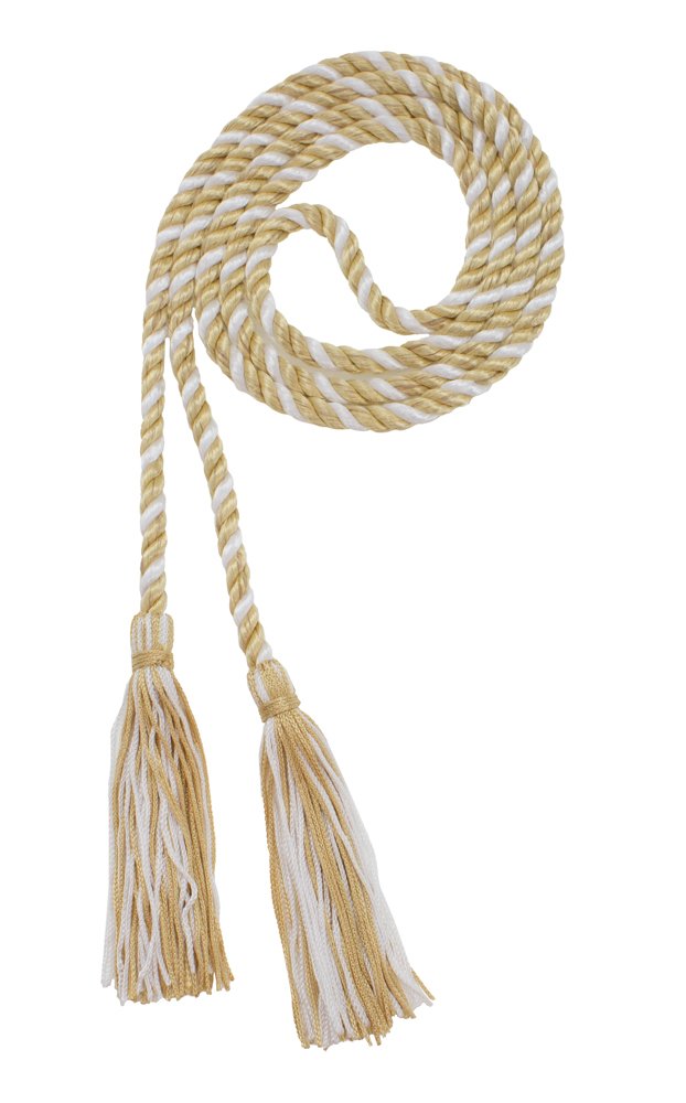 Tassel Depot Graduation Honor Cord - Old Gold/White - Every School Color Available - Made In Usa