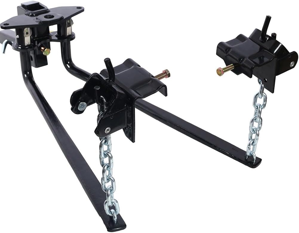 12000lb Weight Distribution Hitch, 4-Point Sway Control with Height Adjustable Forged Shank, Includes Standard Hitch Shank & Pre-Installed Hitch Ball (Black),10000lbs