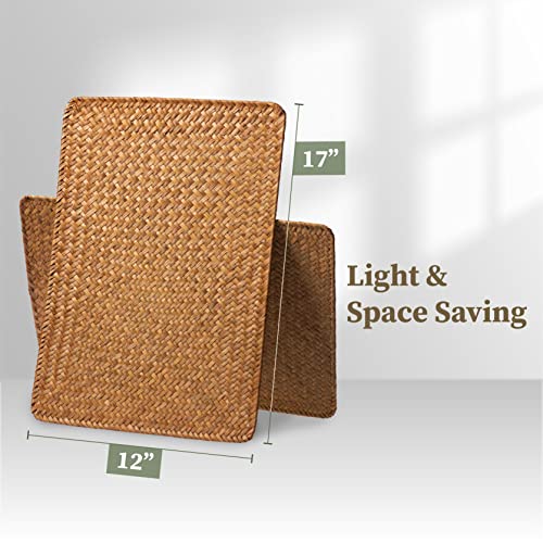 All Natural Handmade Woven Wood Placemats Set Of 6, Outdoor Rattan Seagrass, Eco-Friendly Wicker Bamboo Cork, Washable Non-Slip Jute Place Mats For Dining Table (17" X 12") #TOP5