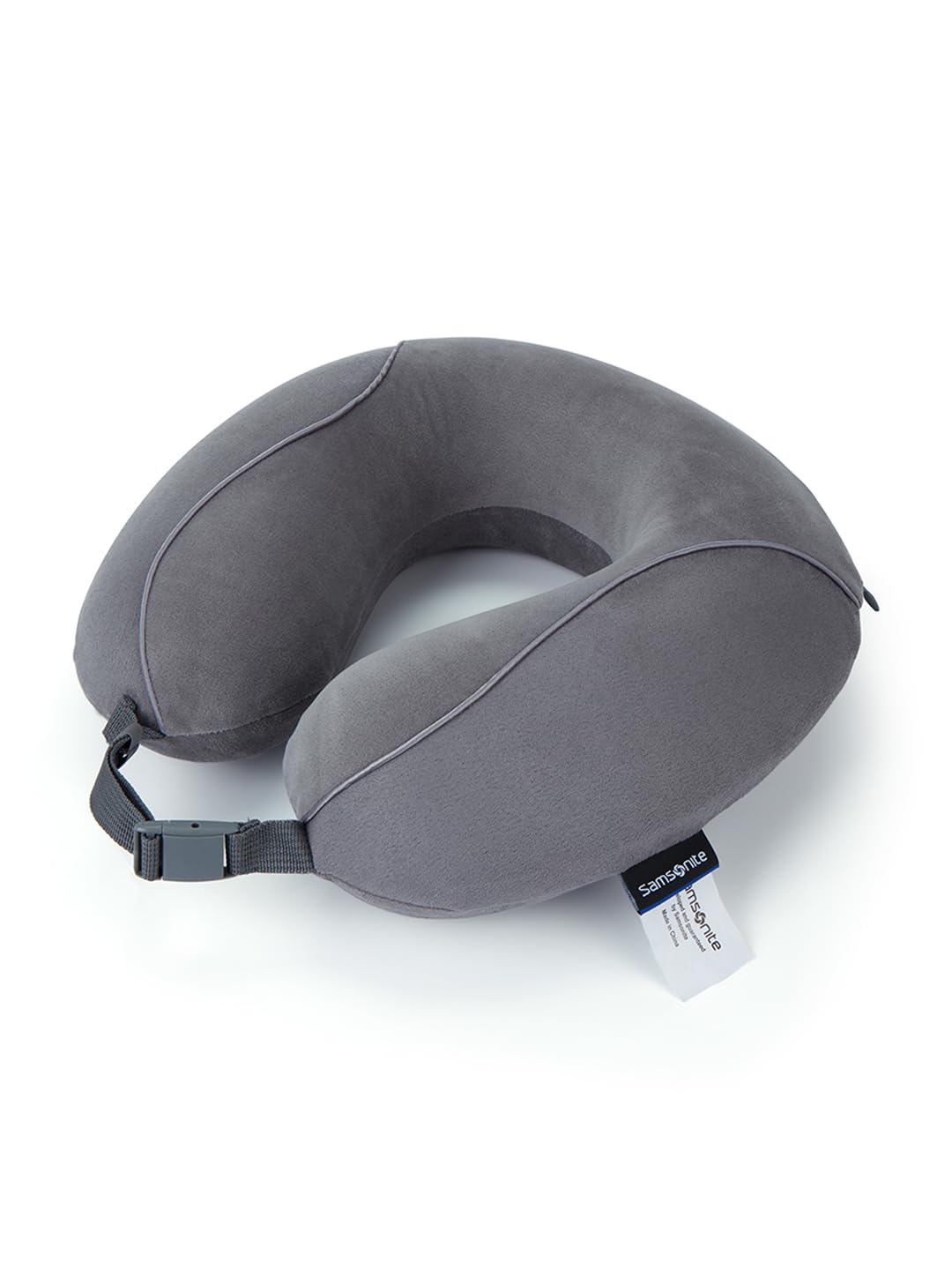 Samsonite Cooling Gel Memory Foam Pillow with Velcro, Grey, Grey Travel Pillow, Memory Foam Travel Pillow with Velcro