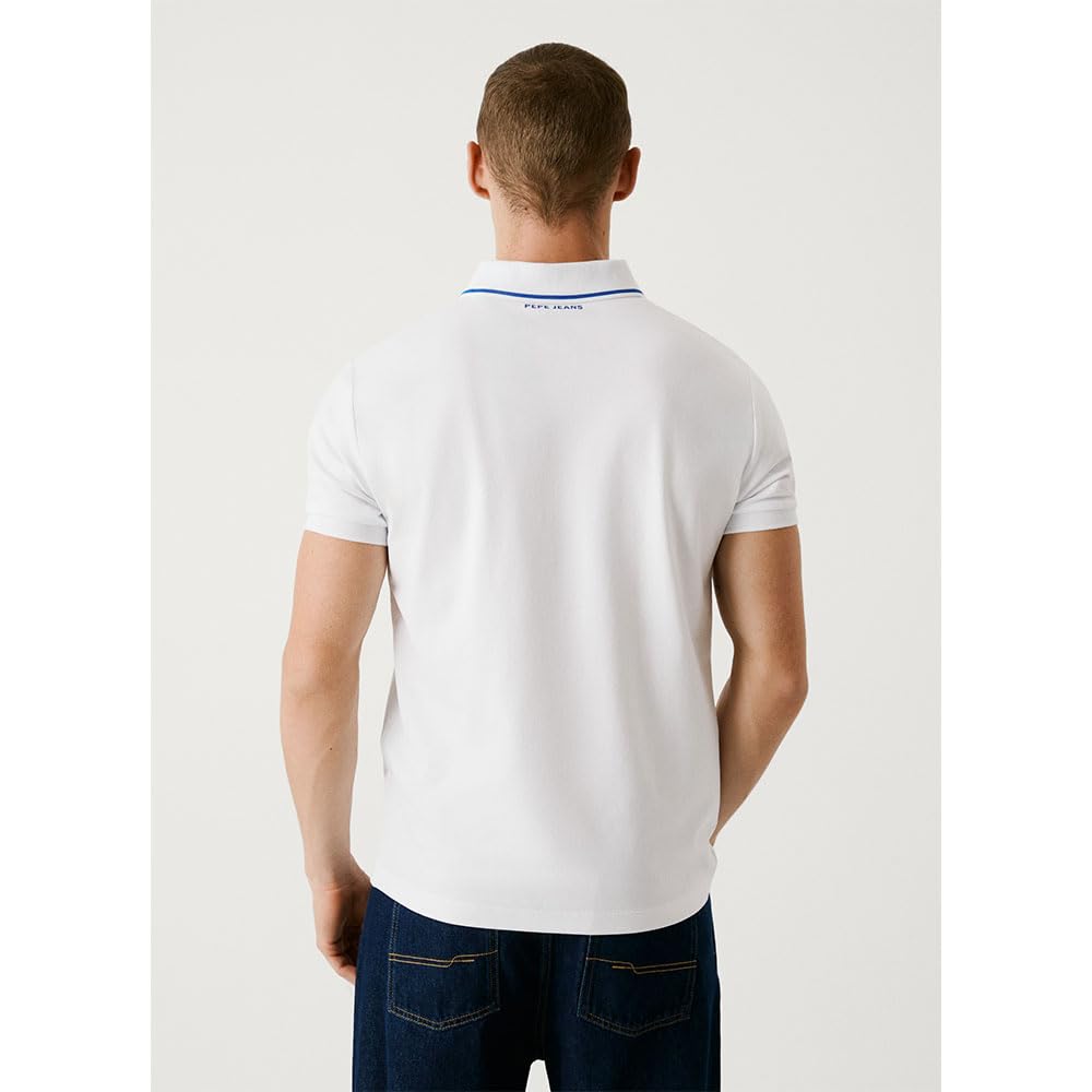 Pepe Jeans Męska koszulka polo z logo, Biały (biały), XXL