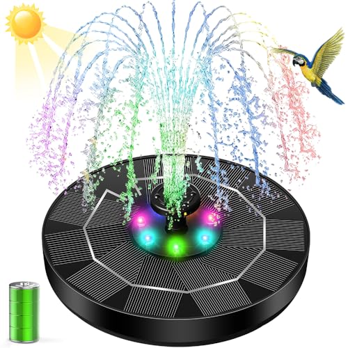 Lukovee Bomba de Fuente Solar Flotante con Luces LED, Solar Flotante de Interior para Baño de Pájaros de 3.5W con 13...