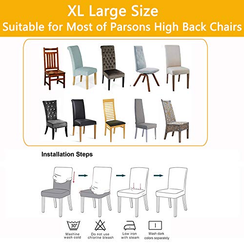 Stretch Dining Chair Slipcovers, Xl/Oversized Removable Washable Soft Spandex Extra Large Dining Room Chair Covers For Kitchen Hotel Table Banquet Solid Color (4 Per Set, Gray) #TOP5