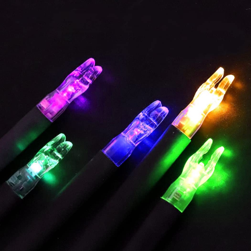 Encoches Lumineuses LED pour flèches, en Plastique, pour l'archerie. Lot de 12 encoches Lumineuses de Couleur aléatoire.