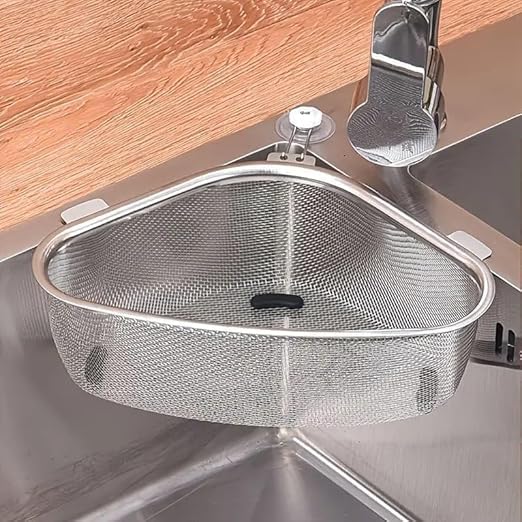 Eagle Enterprise Kitchen Triangle Sink Strainer, Corner Sink Strainer, Multifunction Sink Drain Strainer Basket, Stainless Steel Food Catcher Strainer for Kitchen Waste, Vegetable, Fruits. (Silver)