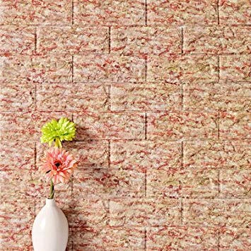 GlobalNiche Waterproof Foam DIY Mosaic Tile 3D Wall Sticker Kids Room Decal Home Decor Bedroom Living Room Self Adhesive Brick Wallpaper Color Granite Dimensions 4PCS