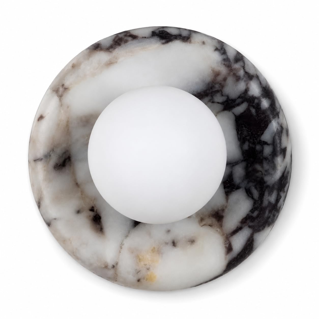 Alabaster Marble Wall Sconce, Spanish Natural Stone Wall Lamp Round Marble Sconces 3000K Vanity Wall Lighting With Globe Glass Shade, Hardwired Indoor Wall Lights For Living Room Bedroom Hallway Stair