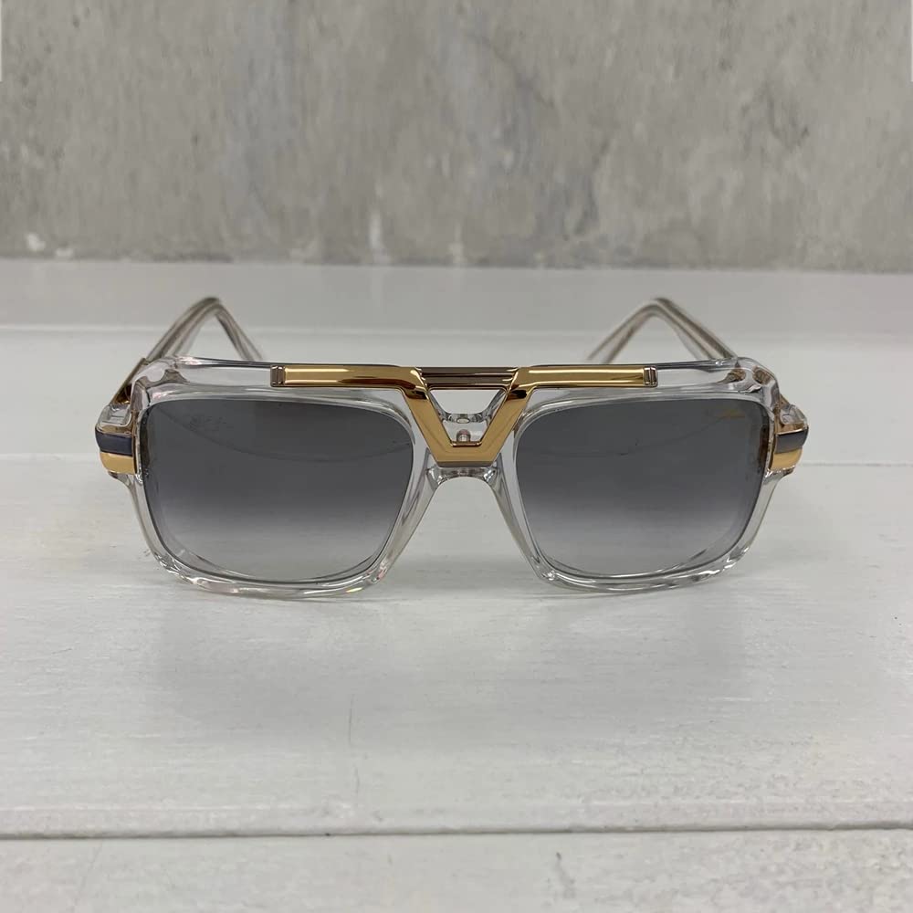 Cazal664 Sunglasses 003SG Crystal/Grey Gradient Silver Mirror Lens 56mm