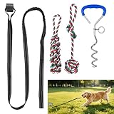 Bungee Tether Tug Outdoor Dog Toy with Stake,Tug of War Dog Toy for Aggressive Chewers to Keep Them Busy,Outdoor Interactive Dog Rope Toy for Medium/Small Dogs,Can Used On Lawns,Trees and Doors