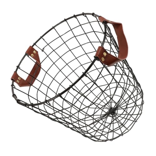 DECORNIJIA Cesta Redonda de Hierro para Leña con Asa Cesta Metálica Resistente para Almacenamiento y Decoración Rústica Organizador Multifuncional para Ropa y Juguetes Capacidad Grande Uso