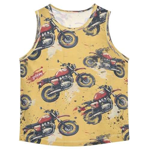ALAZA Grunge Red Motorcycle Boy's Tank Tops Summer Sleeveless Quick Dry Sport Workout Athletic Casual T Shirts 3-15Y