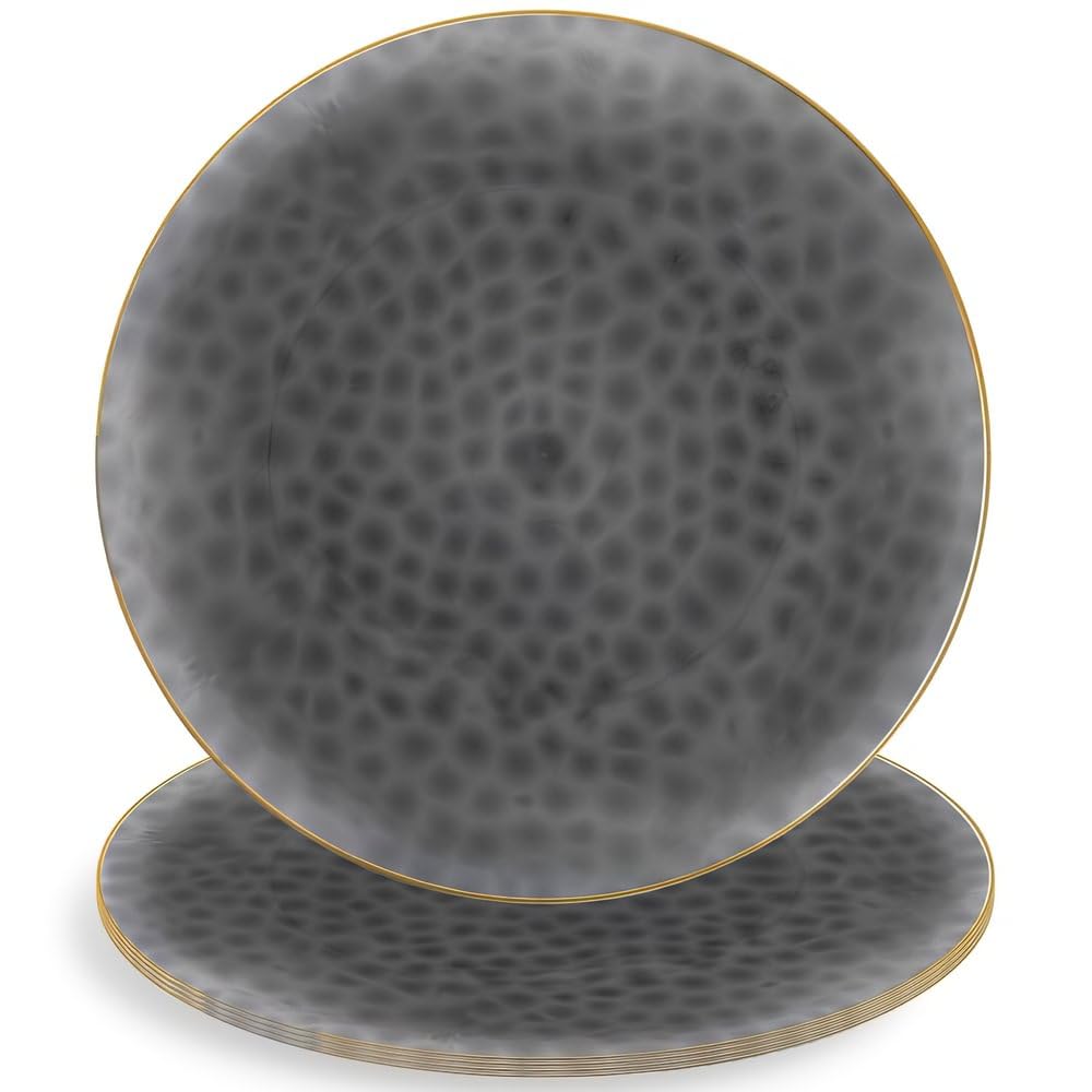 Table Settings Black Transparent Hammered Organic Plastic Charger Plates (Pack Of 4) - 13