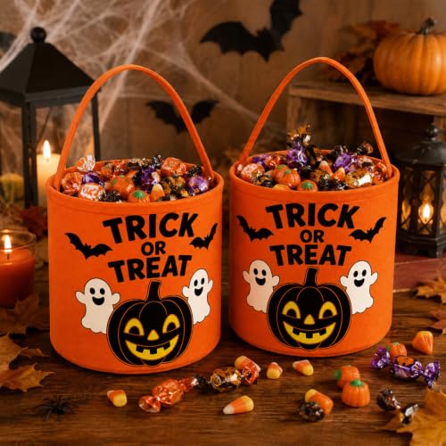 Oeyliz Halloween Candy Bucket Large Halloween Trick or Treat Orange Basket - image 6
