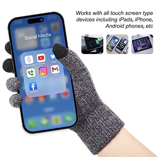 Mysuntown Beanie Hat Scarf And Glove Set, Women Winter Hats 3-Piece, Beanie Neck Warmer And Touchscreen Gloves (Grey) #TOP5