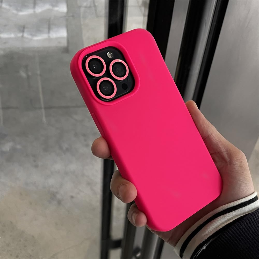 Coque de téléphone silicone rose fluo pour iPhone 15 Pro Max - 7