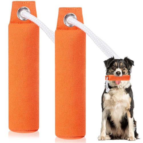 Seenelling Dog Training Dummy Bumpers, Canvas Retriever Training Dummies for Hunting Dogs and Puppies, Throwing Fetch Equipment for Outdoor Toy Hunting Recognition Trainers(Orange,7.1 x 1.6 Inches) by Seenelling - Used condition - US$14.78