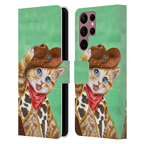 Étui portefeuille Galaxy S22 Ultra Kayomi Harai chaton cowboy en cuir Head Case Designs