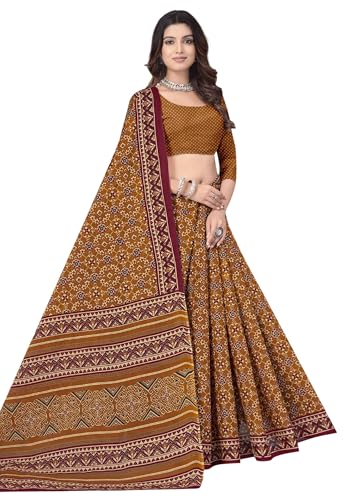 Image of Karishma Pure Cotton Mulmul (stiff) Saree With Beautiful Patola Design (Mustard)