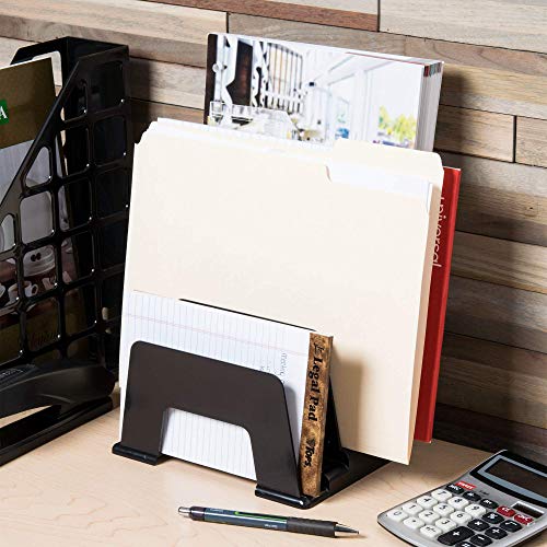 1Intheoffice Incline Desktop File Sorter, 6 Compartments Step Sorter, Black #TOP5