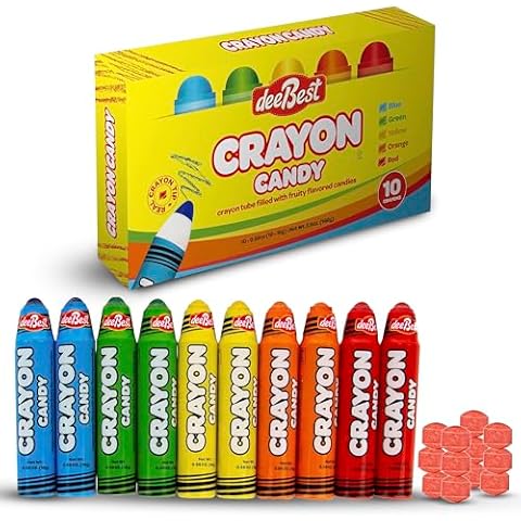 Crayon Candy - 10 Working Crayon Tube Filled with Fruit Flavored Assorted Kosher Candy- Crayon Box Individually Wrapped Back To School Crayon - Fun Gag Gifts Edible Crayons for Marines Cover