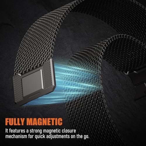 Image of BXUXOHS Milanese Loop for Apple Watch Ultra 3 /2 Band 49mm 46mm 45mm 44mm 42mm Men,Tactical Mecha Strap Military-Grade Design,Magnetic Metal Wristband for iWatch Ultra 2 /3 Series 11 /10 /9 /8 /7 /6 /5 /4 SE